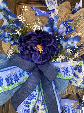 Wreath Mesh Bluebonnet w bow