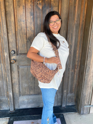 Sophie Red Leopard Suede Bag