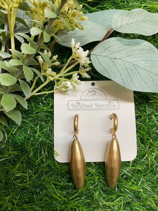Matte Spindle shaped Gold earrings 
