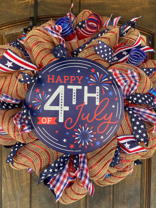 Wreath Mesh Patriotic 4th of July