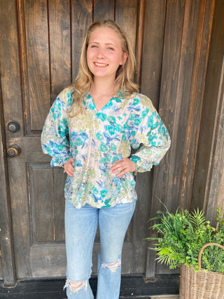 Green Watercolor Blouse
