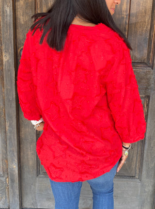 S/M - Hattie V-Neck Top with Embroidered Star...