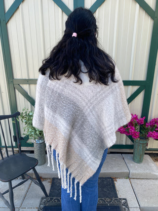 Poncho Thick Plaid Steel