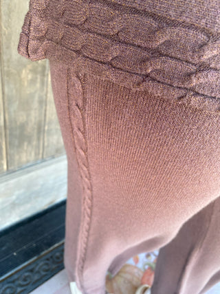 Heavenly-Luxe Cable Knit Detail Dolman Sweater - French Roast