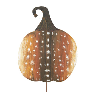 Metal pumpkin decoration with a deer hide speckled pattern