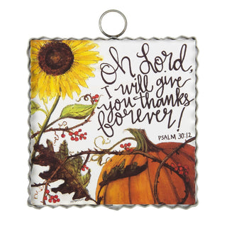 Fall charm with Psalm 30:12, pumpkins, and a sunflower
