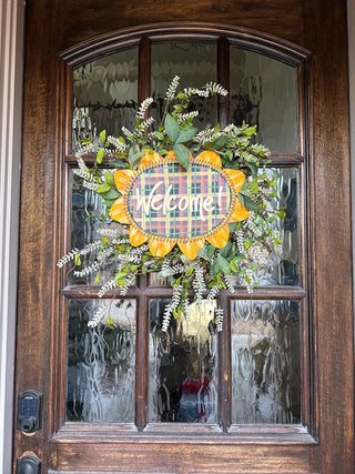 Plaid Sunflower "Welcome"