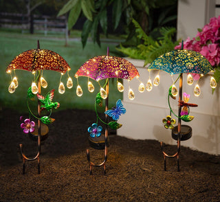 17"H Solar Garden Stake, Jeweled Umbrella, In CDU
