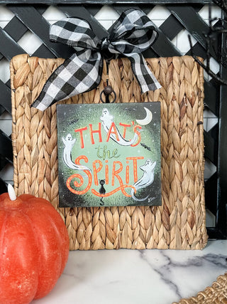 Halloween charm with ghosts, black cats, and "That's the Spirit"