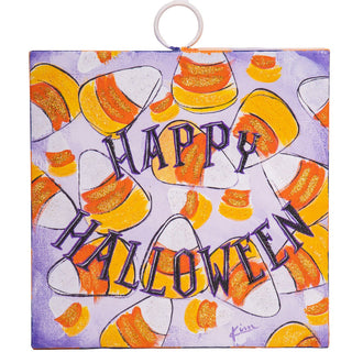 Halloween themed charm with candy corn and "Happy Halloween"