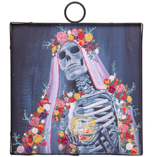 Halloween charms with skeleton surrounded by flowers and a veil