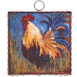Charm with painting of a rooster using vibrant colors