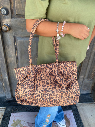 Aubrey Leopard Suede Bag