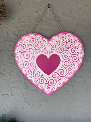 Laced Heart Be Mine Wooden Shaped Door Decor