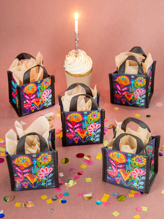 Happy Bag Mini Navy Folk Flower