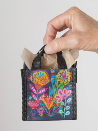 Mini Black bag with colorful florals.
