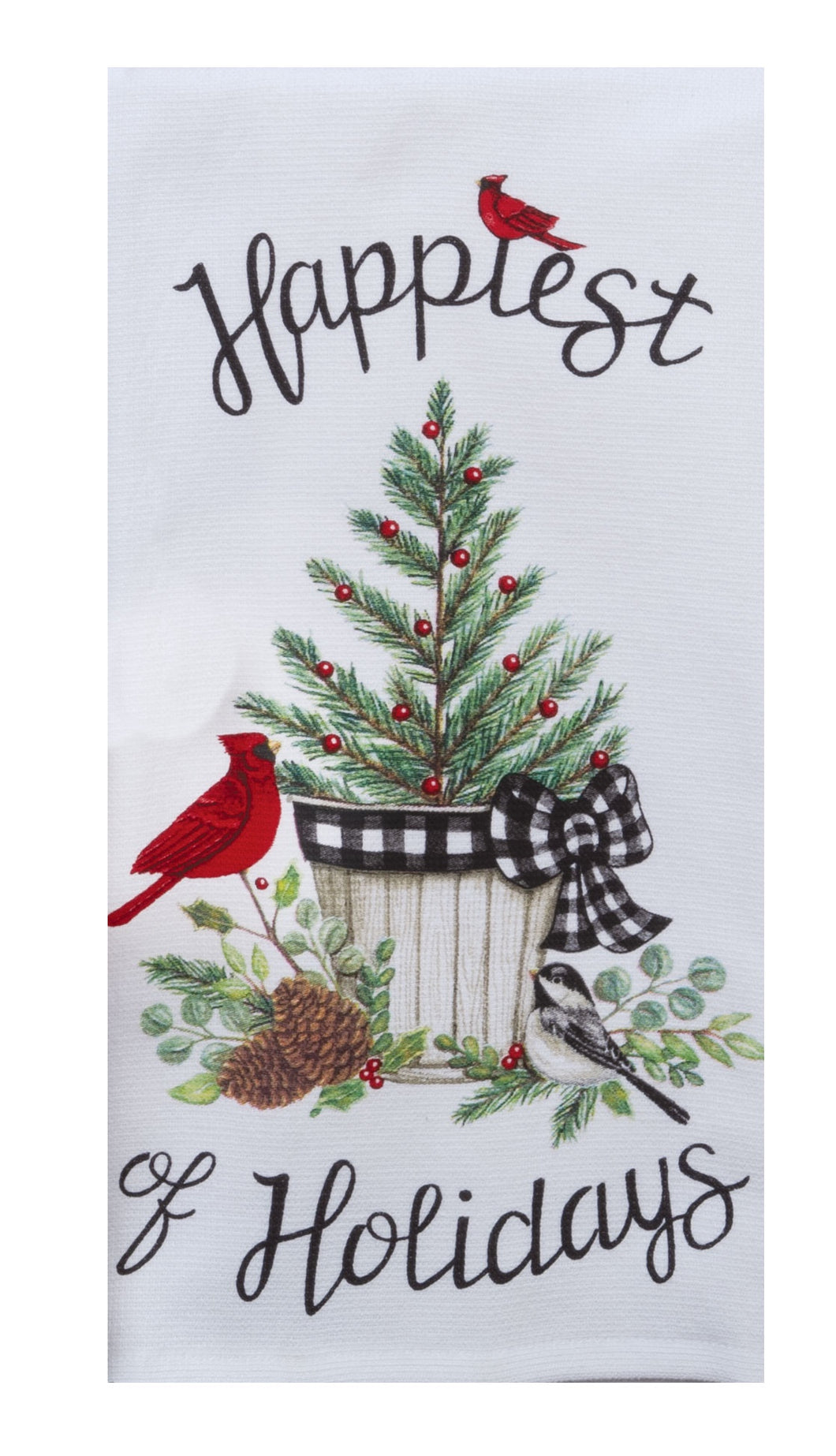 Winter Cardinal Happiest Holiday Towel