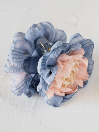 Fabric Flower Claw Clip Denim Flower