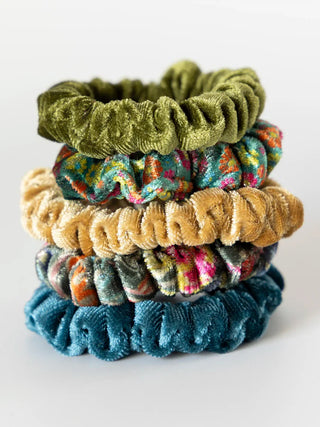 Mixed Print Scrunchie Set Olive