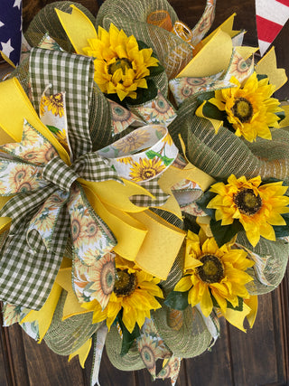 Wreath Mesh Everyday Sunflower 24