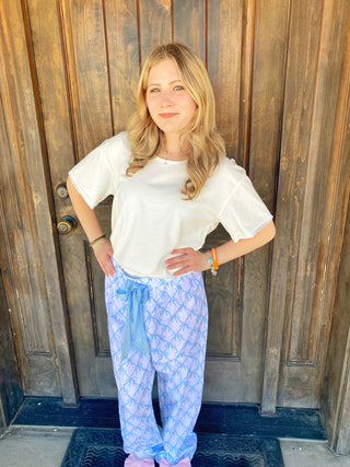 Blue Bow Pajama Pants Lg