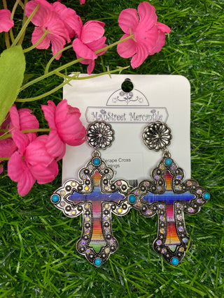 Serape Cross Earrings