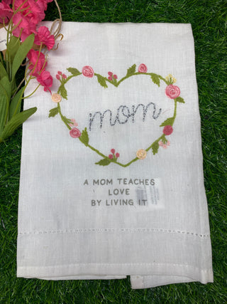 Mom Teaches Embroidery Towel
