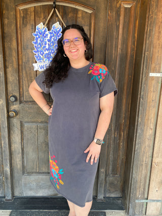 Embroidered Jo Midi Dress