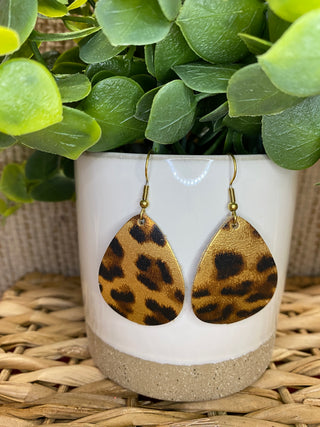 Metallic Leopard Teardrop Earrings