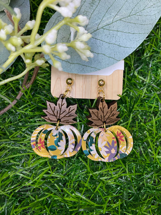 Autumn Blooms Floral Pumpkin Earrings - Light
