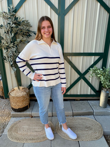 Carlisle Stripe Pullover WH L