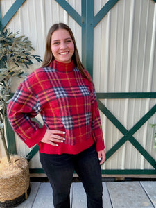 Jenson Plaid Sweater Red