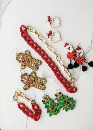 Beaded Gingerbread Earrings 