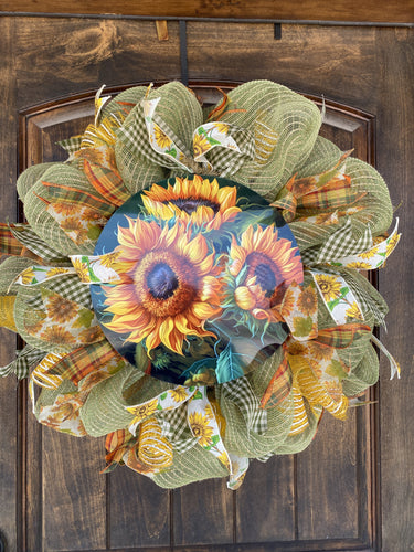 Wreath Mesh Sunflower Fall