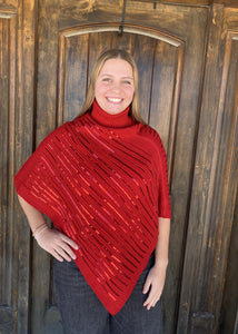 Sequin Red Poncho