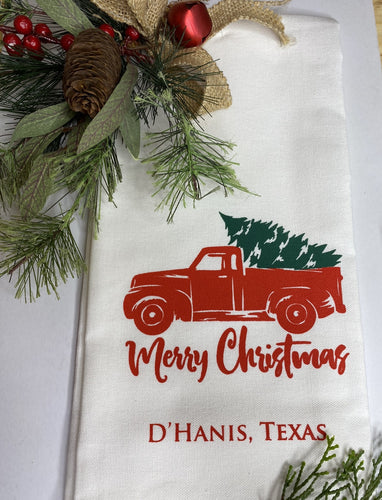 DHanis Christmas Truck Towel