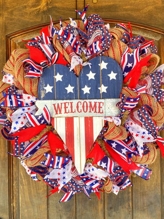 Wreath Mesh Patriotic Heart