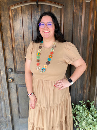 Tan Patton T-Shirt Midi Dress