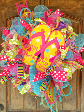 Wreath Mesh Flip Flop Turq