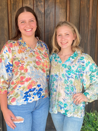 Blue Watercolor Blouse
