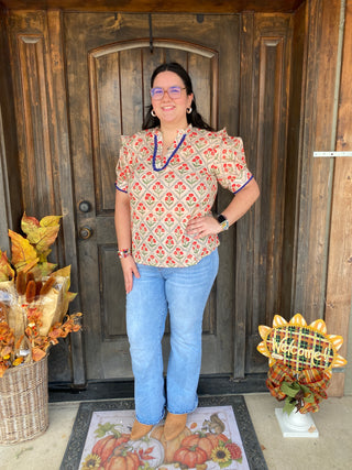 Haley Red Floral Top