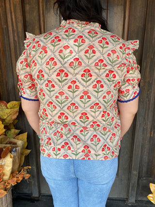 Haley Red Floral Top