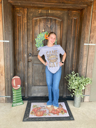 Leopard Game Day Gray Tee
