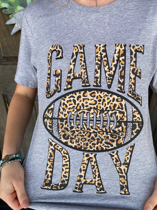 Leopard Game Day Gray Tee