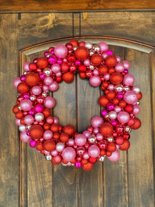 Valentine Pink Multi Ball Wreath 24"