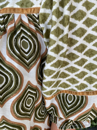 Sage Geo Mixed Print Top