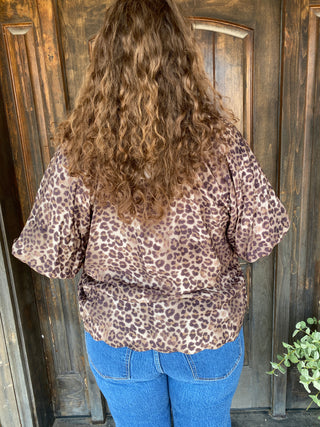Scallop Hem Leopard Blouse Plus