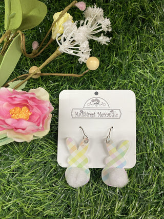 Gingham Earrings Bunny Dangles