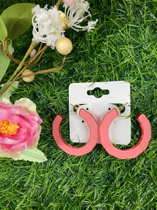Small Textured Hoop Pink