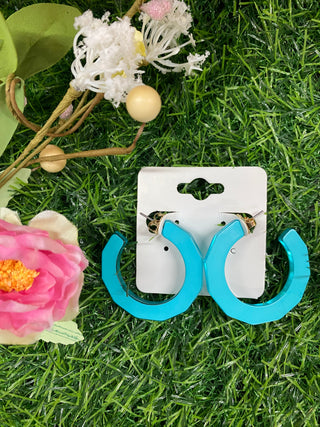 Small Textured Hoop Neon Blue